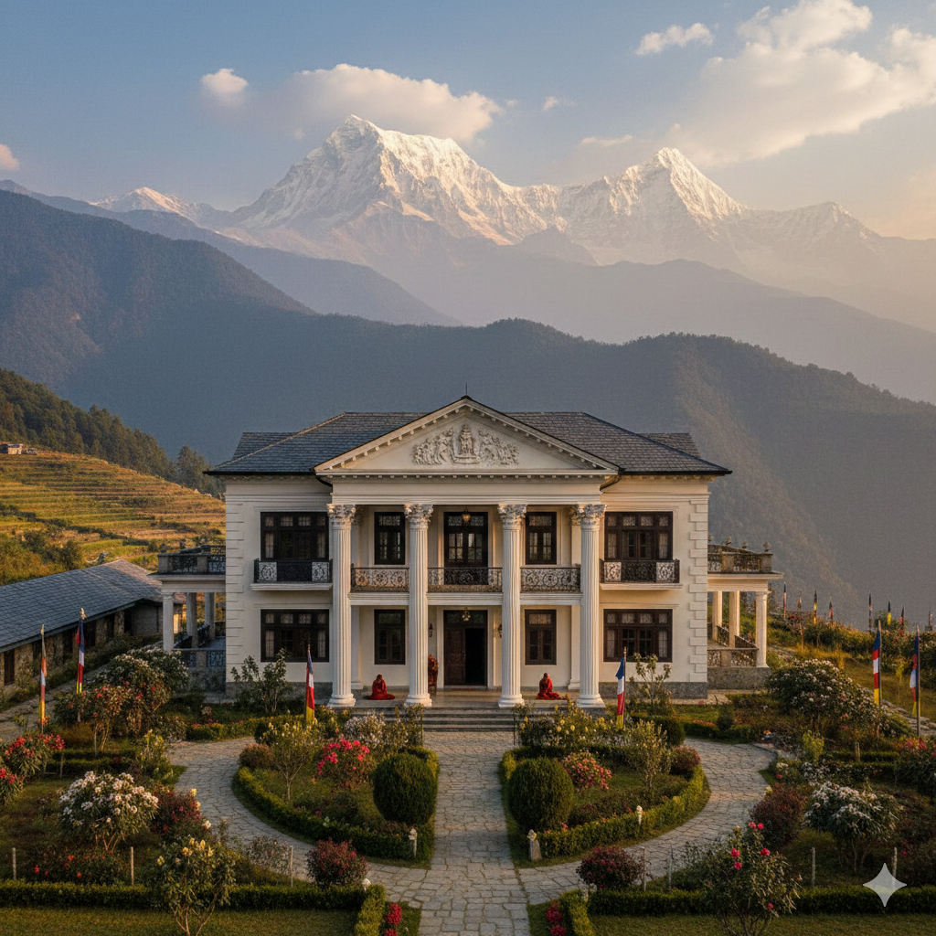 Traditional 2 storey house design for 5 Anna land in Nepal